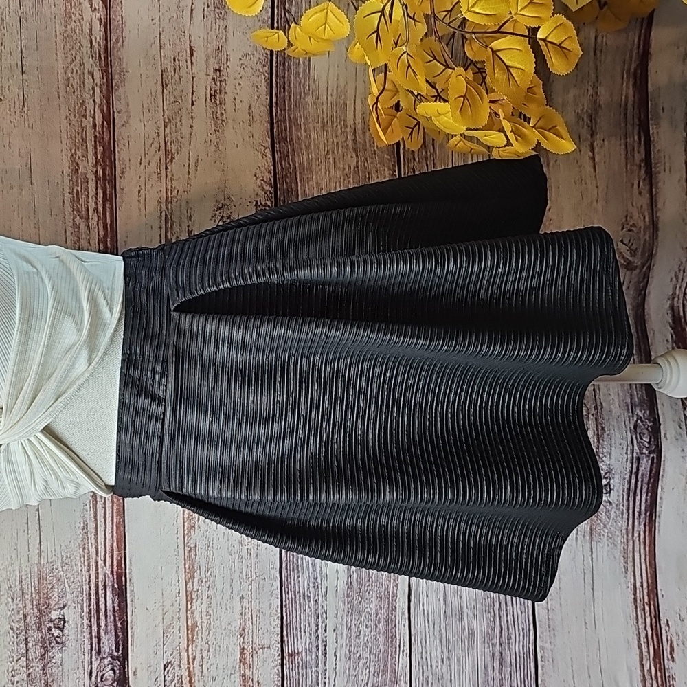 NEW CHARLOTTE RUSSSE BLACK TEXTURED PLEATED SKATER SWING SKIRT - Picture 2 of 7